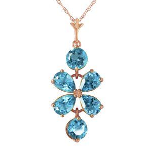 14K. SOLID GOLD NECKLACE WITH NATURAL BLUE TOPAZ